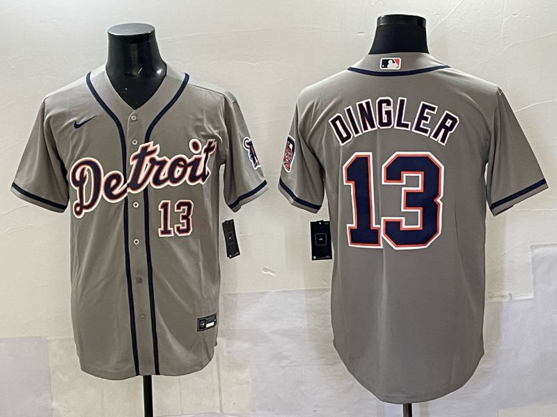 Men 2025 Detroit Tigers #13 Dingler Grey Nike MLB Jersey 05